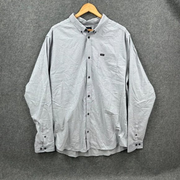 RVCA Long Sleeve Button Down Dress Shirt Casual Slim Fit Mens Size XXL Grey - Picture 1 of 8